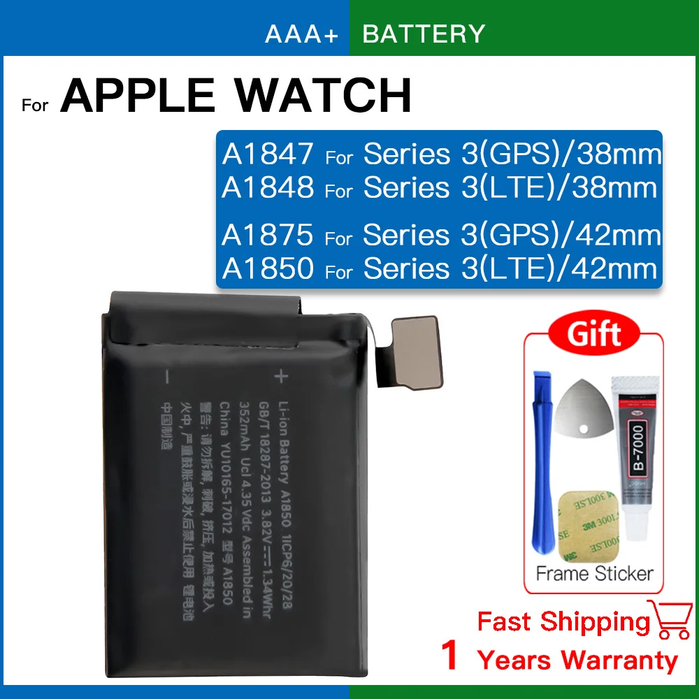 New Original Battery For Apple Watch Series SE 1 2 3 4 5 6 7 8 IWatch S1 S2 S3 GPS LTE S4 S5 S6 S7 S8 38/40/41/42/44/45 Bateria