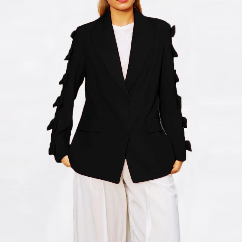 High End Fashion Suit 2025 New Style Temperament Heavy Industry Bow Niche Design Sense Women's Medium Long Jacket