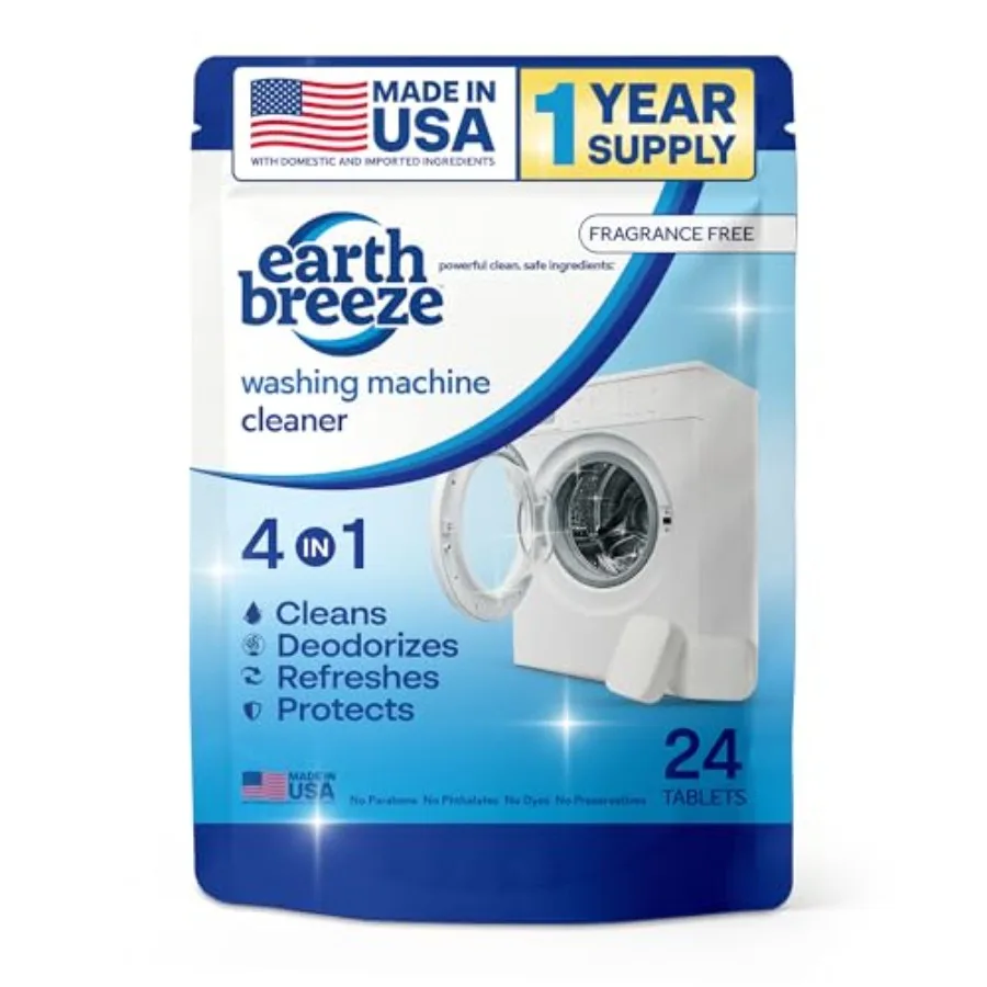 Washing Machine Cleaner Tablets - 1 Year Supply - Deep Cleans, Removes Odors, Residue and Buildup - Front Load, Top Load and HE