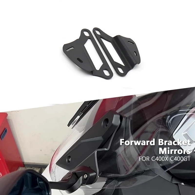 1 Pair Forward Moving Bracket Side Mirrors Holder Anti Shake Rearview Mirror Black Metal For BMW C400GT C400 GT C400X C 400 X