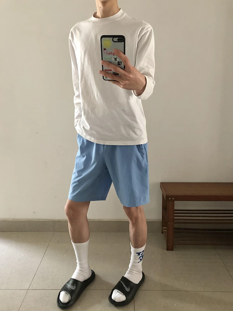 

Мужские летние спортивные брюки Dopne Blue Ice Silk Quick Dry для активного отдыха, свободные, прямого кроя, длиной до колена