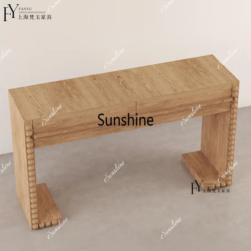 Medieval style solid wood carving flower creative entrance table