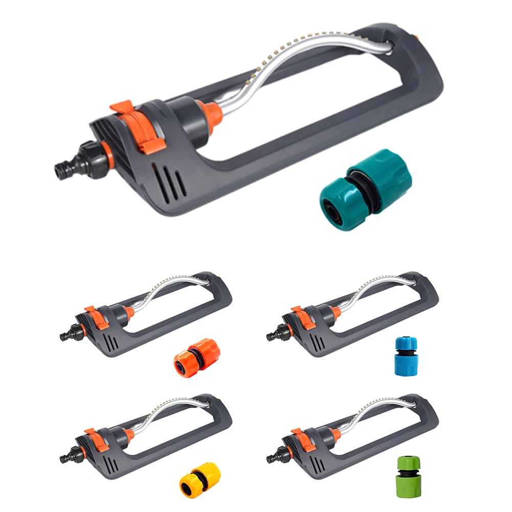 

Aluminum Tube Swing Sprinkler 4 Modes Water Sprayer 19 Hole Nozzles with 1/2in Connector Yard Garden Lawn Irrigation Tools