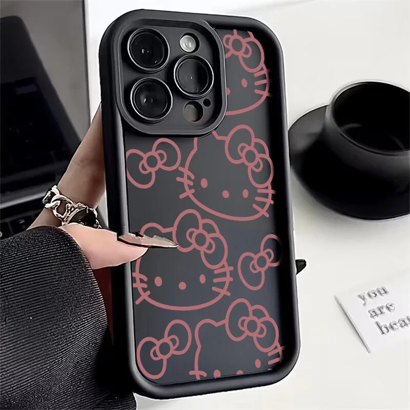 Kawaii Pink Hello Kittys Cute Phone Case for iPhone 16 15 14 13 12 11 Pro Max Mini XR XS X 7 8 6 6s Plus Soft TPU Back Cover - náhled 4