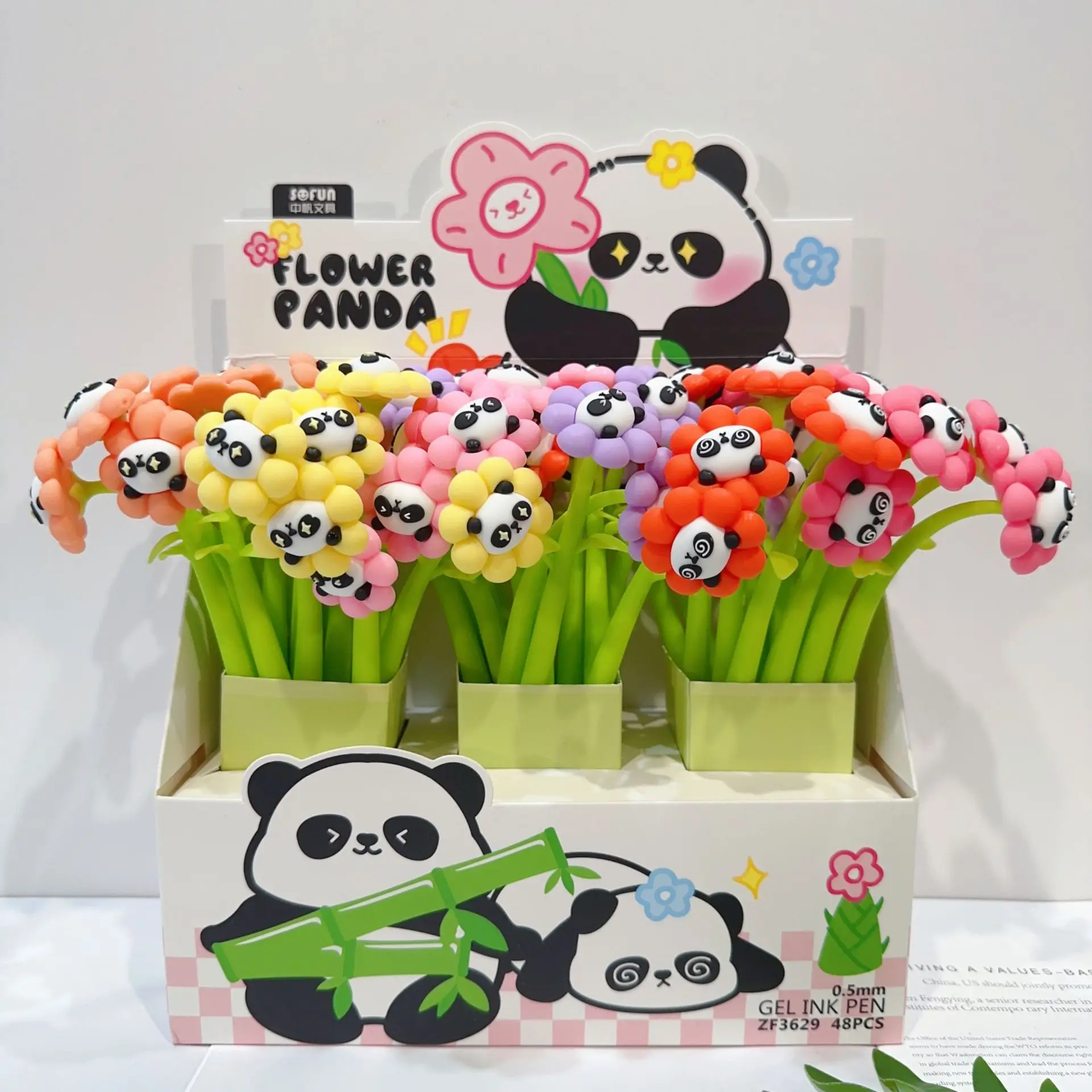 

48pcs New Attraction Red Panda Neutral Pen Cute Cartoon Panda Shaker Pen Silicone Material Exclusive Signature Pen