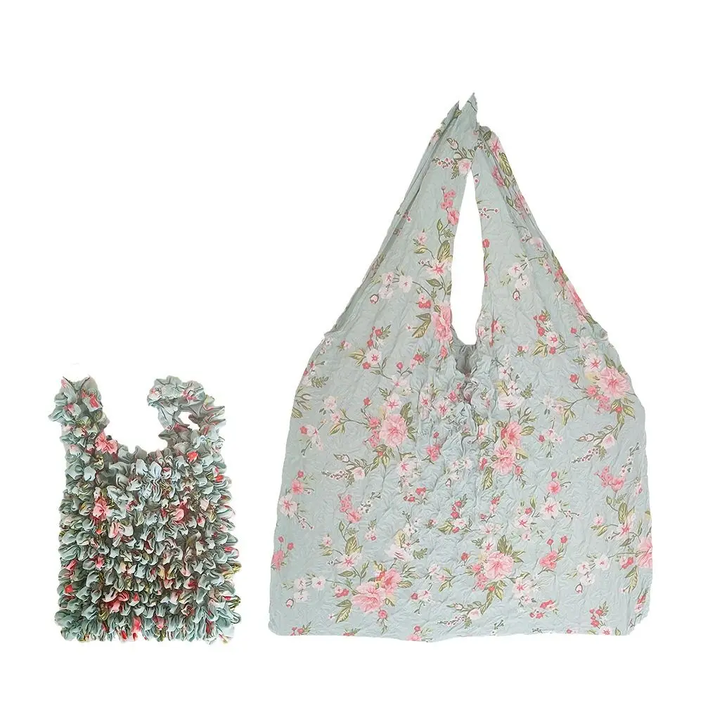 

Sweet Bubble Foldable Stretch Bag Elastic Expansion Handheld Shopping Bag Chiffon Reusable Floral Paddy Bag Women