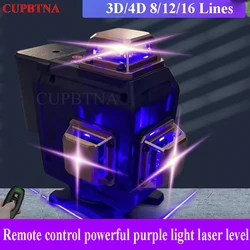 Laser Level 3D 4D 8-16 Line Powerful Purple Light Digital Display 360° Horizontal Vertical Self-Leveling System Measure Tools