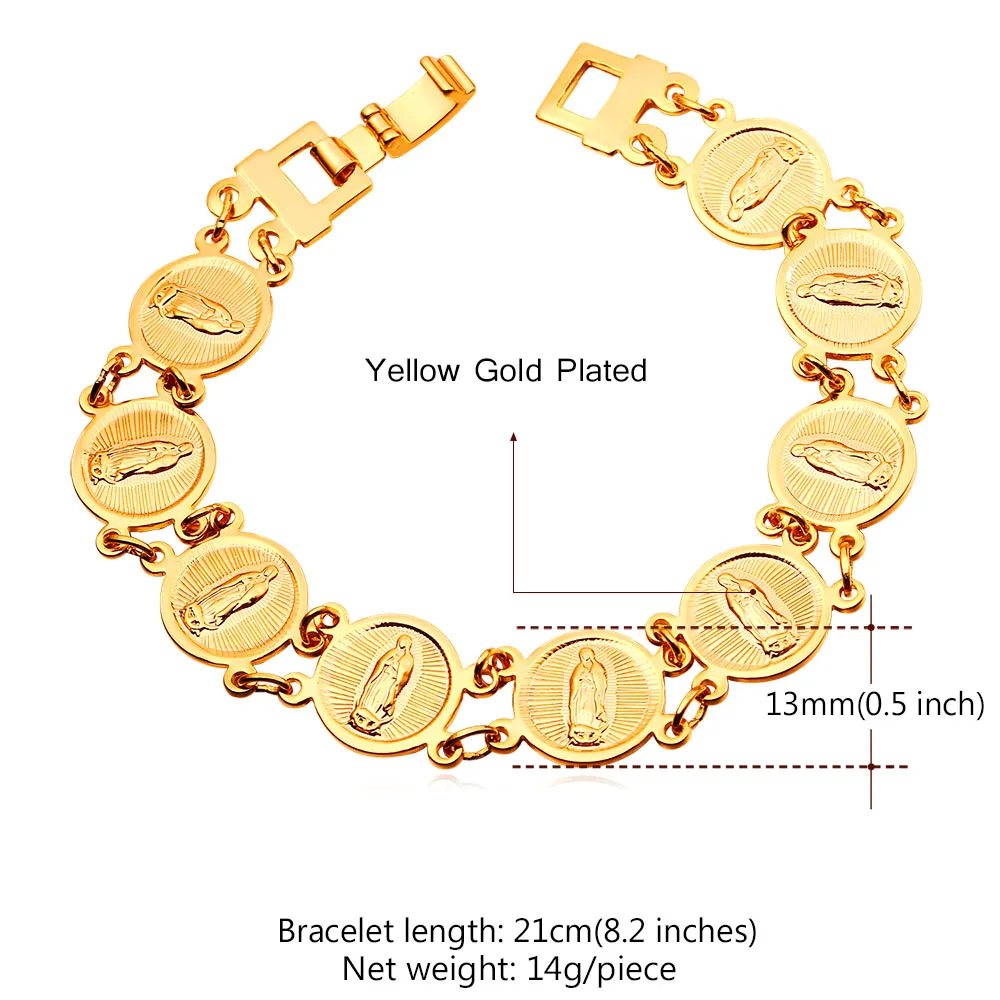 Chainspro Virgin Mary Bracelet Women Gold/Silver Color Wholesale Men Catholic Jewelry Bracelets & Bangles Christ Gift H194