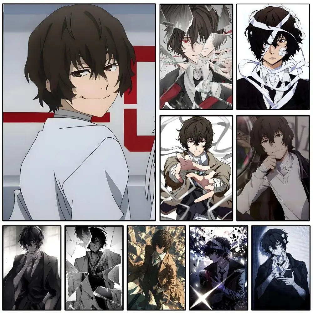 Anime B-Bungo Stray Dogs O-Osamu Dazai Poster Self-adhesive Art Waterproof Paper Sticker Coffee House Wall Decor