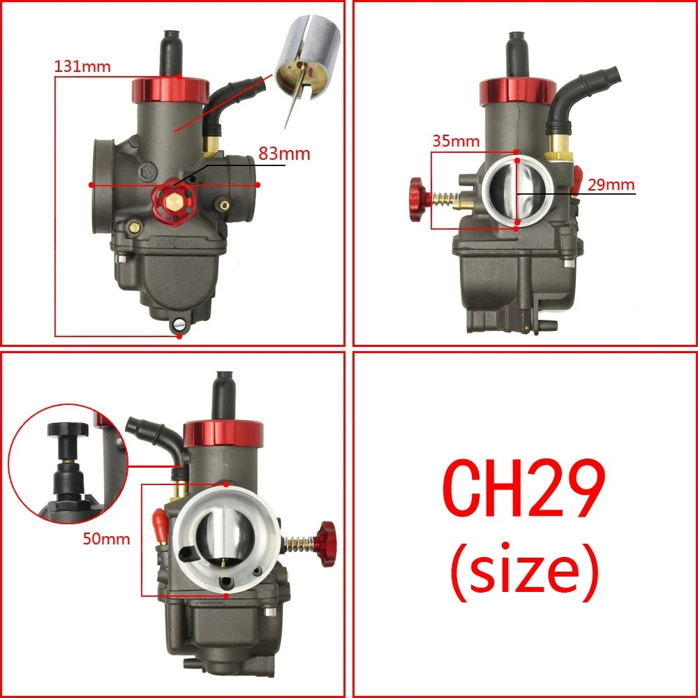 Carburetor PE28 For Jets Manual/Pull Wire Choke 100-250cc 2/4T NSR PRO/150/SP DIO GY6 CR80/85 KX80/100/125 KSR110 16100-KW6-680 - view 2