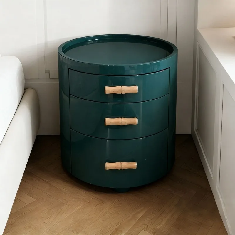 Italian round paint bedside locker, bedroom modern simple high-end storage bedside table designer