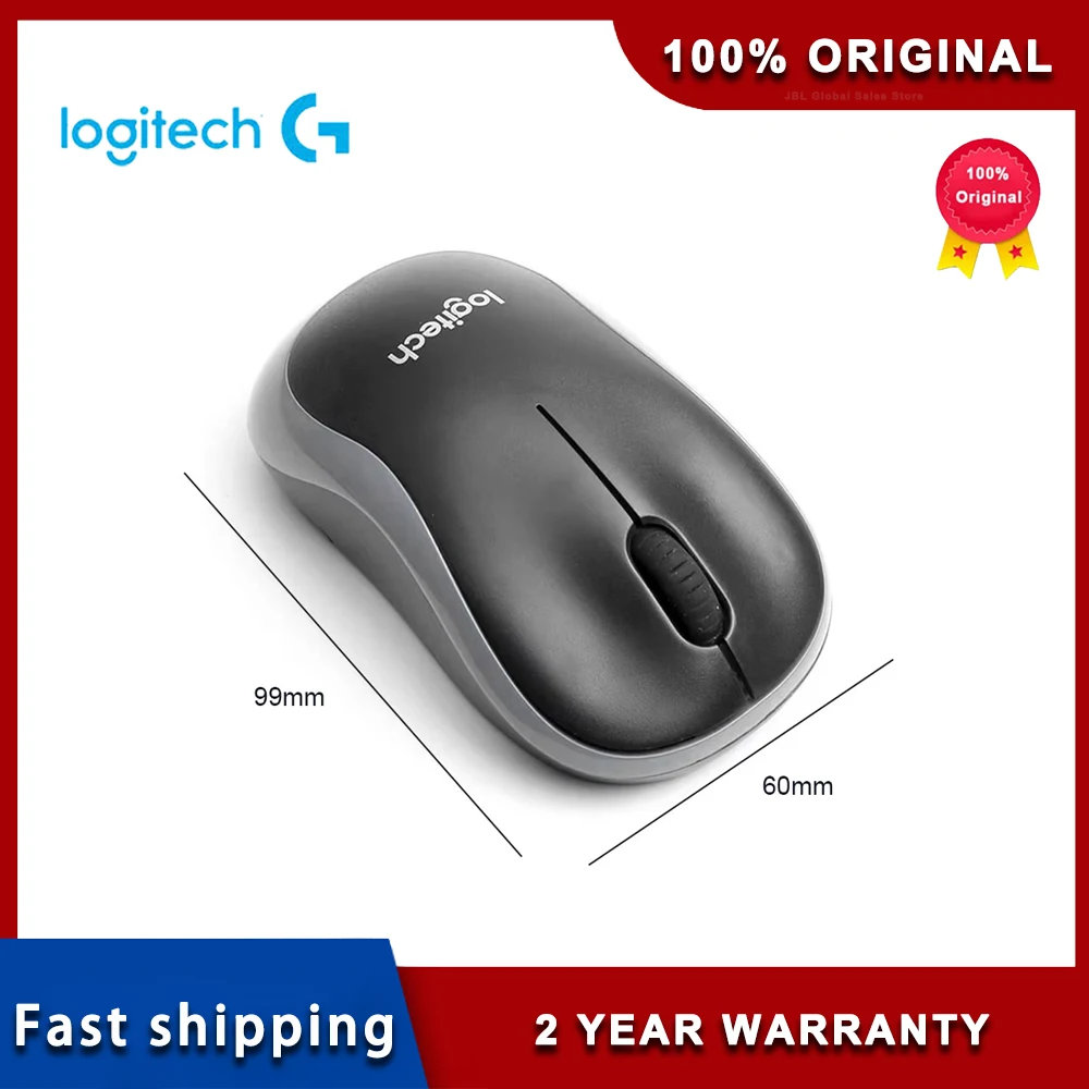 

Мышь Logitech M185, беспроводная мышь, офисная мышь, симметричная мышь, черный, серый край, с беспроводным приемником 2,4G, оригинал