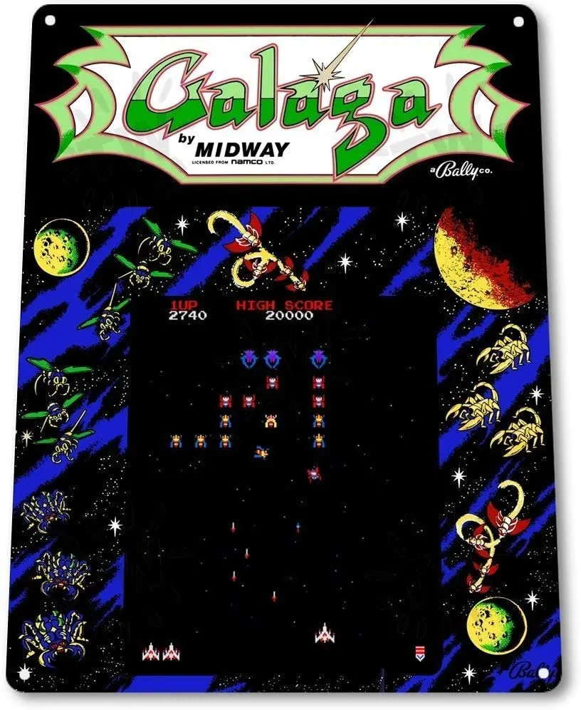 BDTS Galaga Arcade Shop Game Room Art Marquee Consol Novelty Parking Retro Metal Tin Sign Plaque Poster Wall Decor