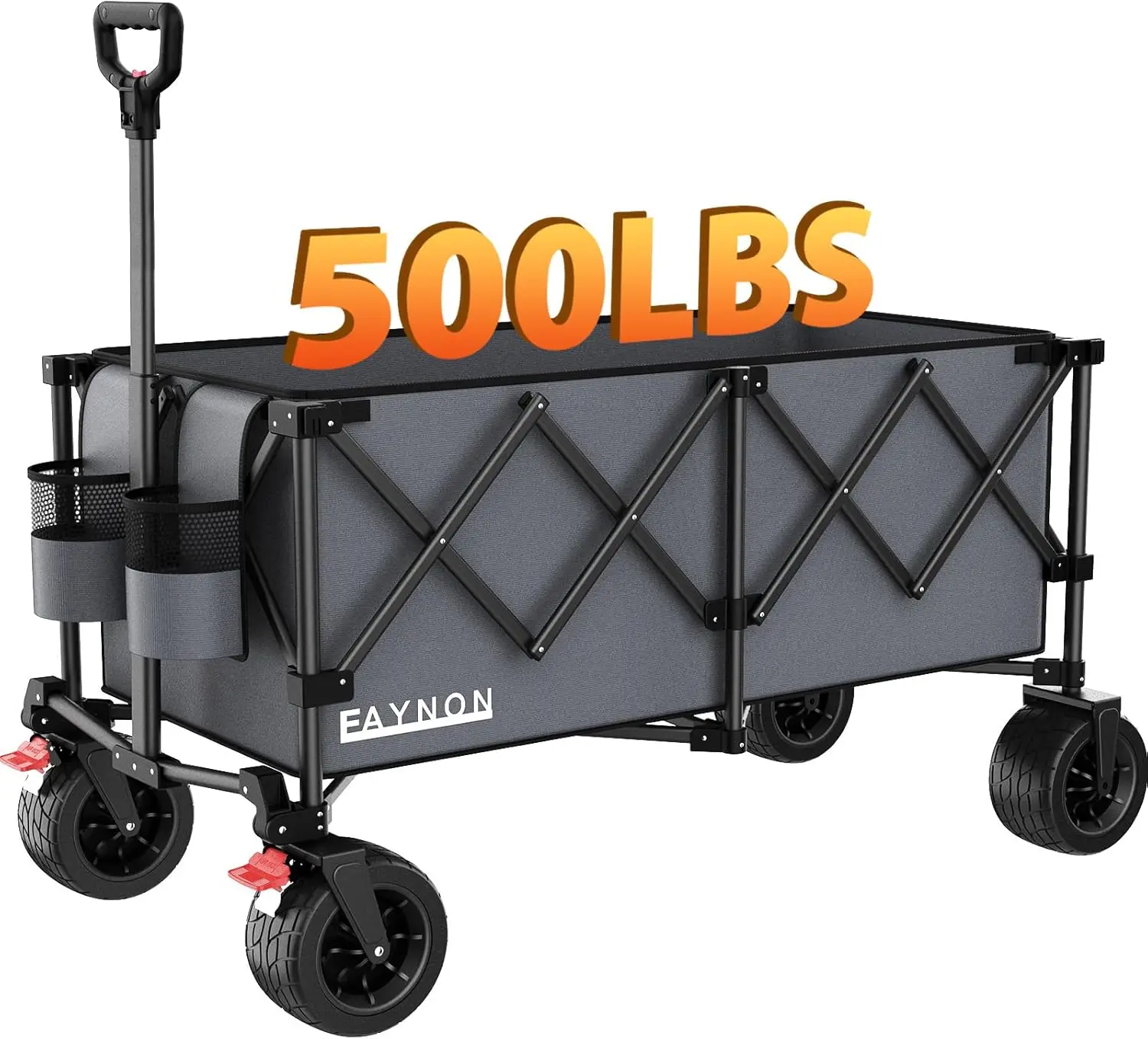 220L Collapsible Foldable Wagon With 500Lbs Weight Capacity, Utility Wagon Cart Heavy Duty,With Big All-Terrain Beach Wheels &