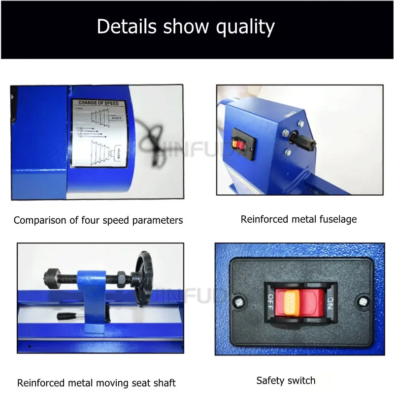 Small household DIY adjustable speed multifunctional lathe 370W wood rotary tool mini chuck lathe