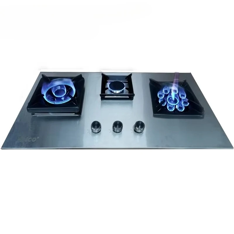 Home Kitchen Appliance Built In Stainless Steel Top Plate Triangle LPG Gas Hob Cooker 3 Burner Cooking Wok Stove Cooktops