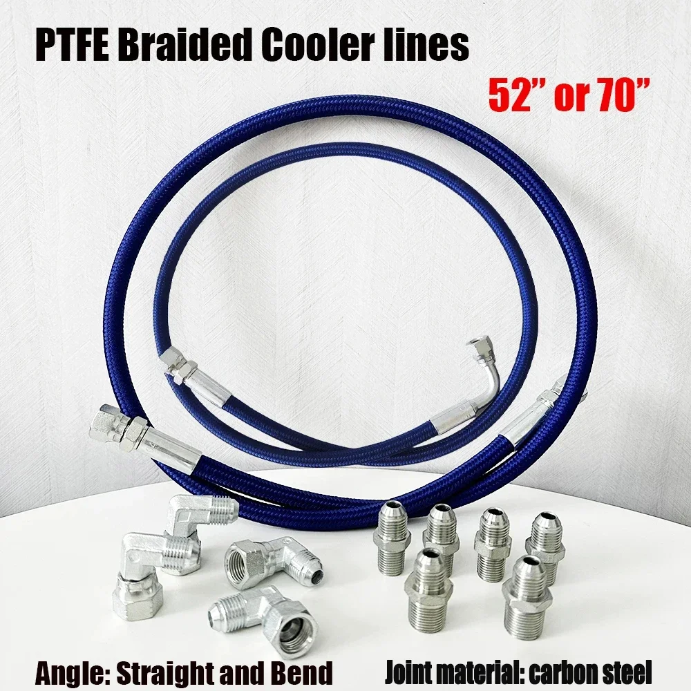 

52inch or 70inch Universally AN6 PTFE Braided Cooler lines0-90 °right angles and bends Nylon Braided Cooler Lines Fitting Kit