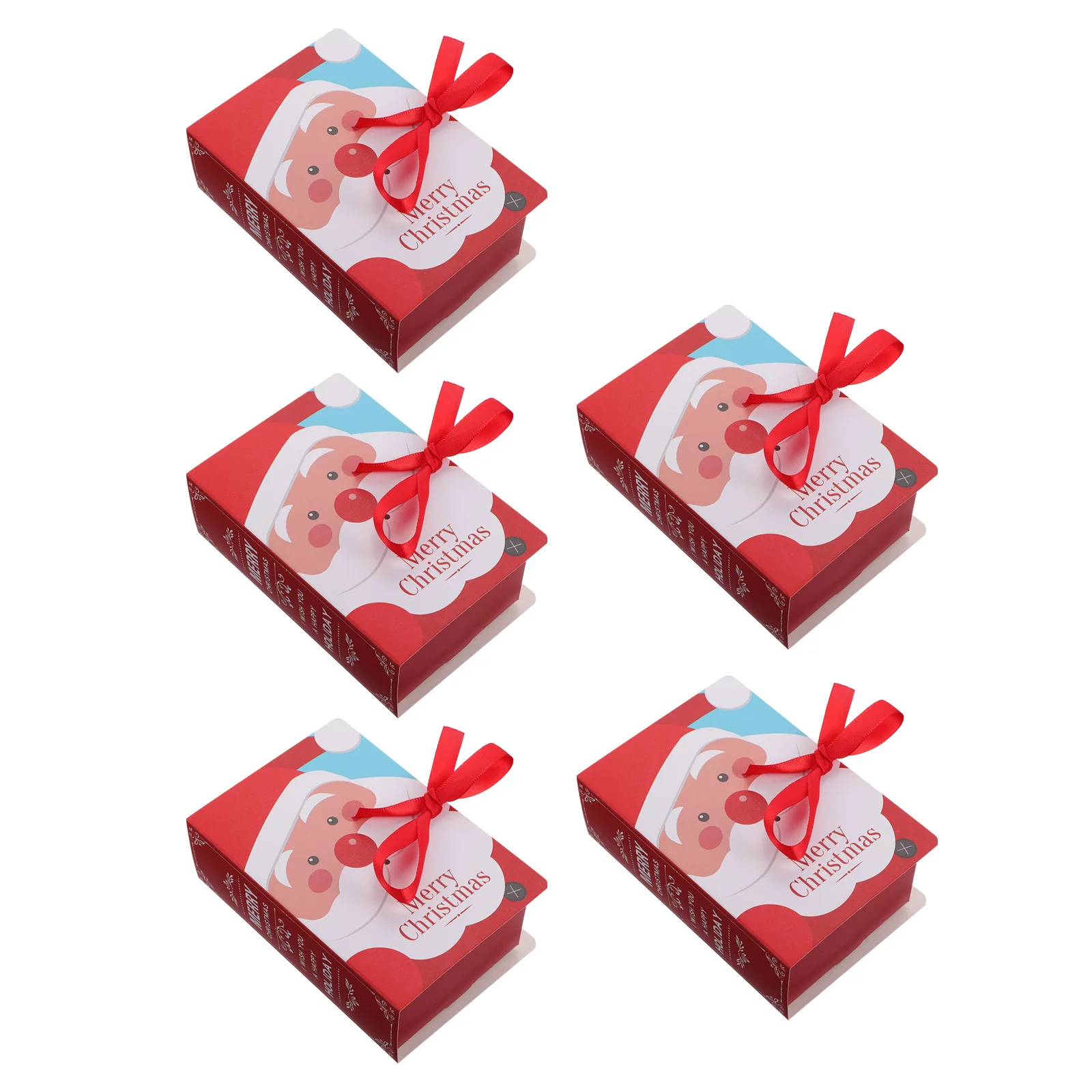 5 قطعة صناديق حلوى عيد الميلاد كتاب شكل صندوق ورقي الإبداعية هدية حقيبة للتخزين كتاب شكل صندوق حاوية حلوى عيد الميلاد