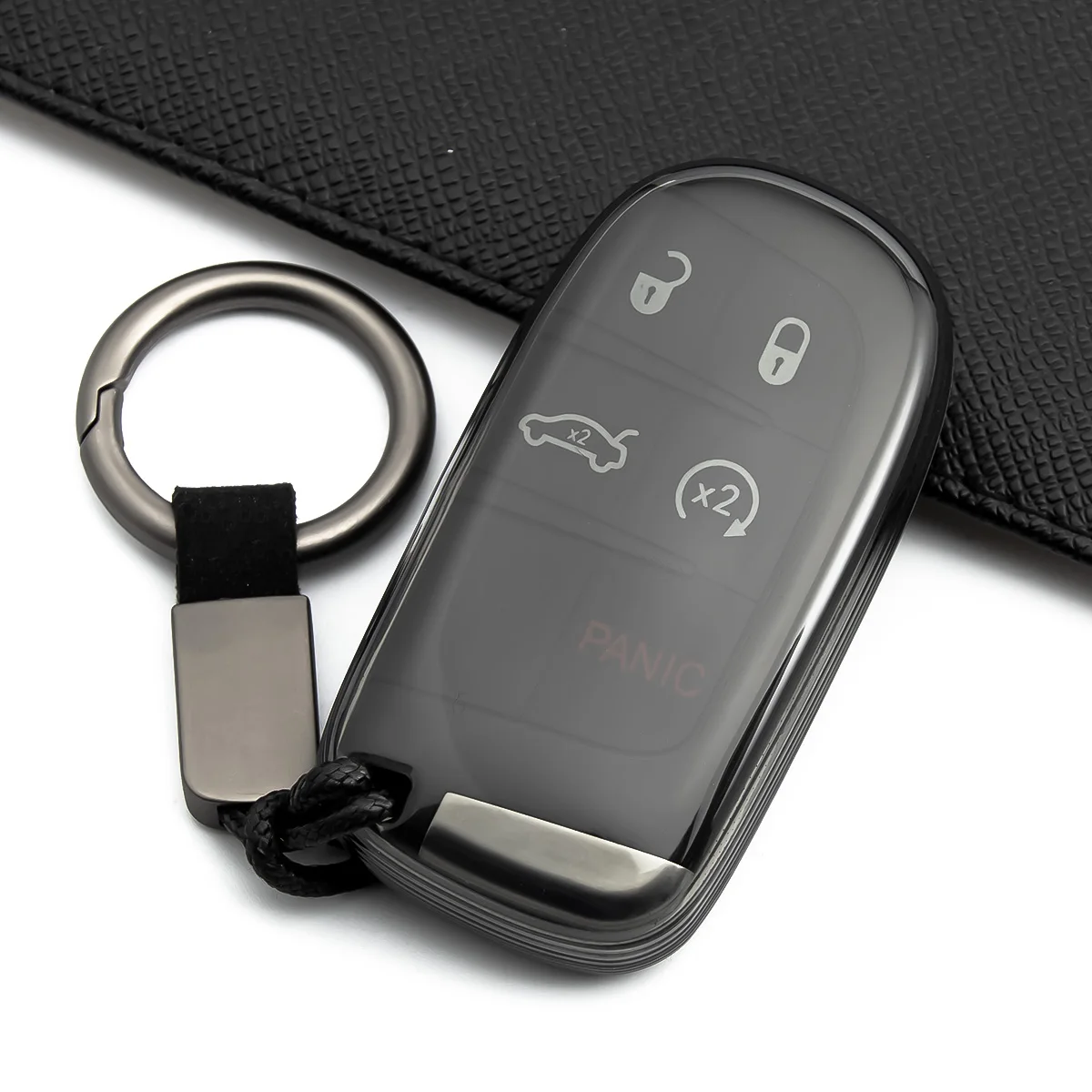 For Jeep Grand Cherokee WK2 KL Wrangler JK Renegade Commander Compass Accessories Transparent Black Key Fob Case Cover Keychain