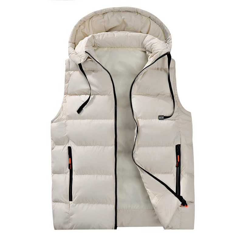 

Autumn Winter Men Hooded Vests Thickened Windproof Warm Cotton Waistcoat Quality Fashion Casual Zipper Sleeveless Jacket for Men