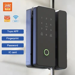 TYSH Fingerprint Smart Door Lock Digital Electronic Lock Glass Door Lock Front Door Wifi Smart Lock Door Tuya Smart Home