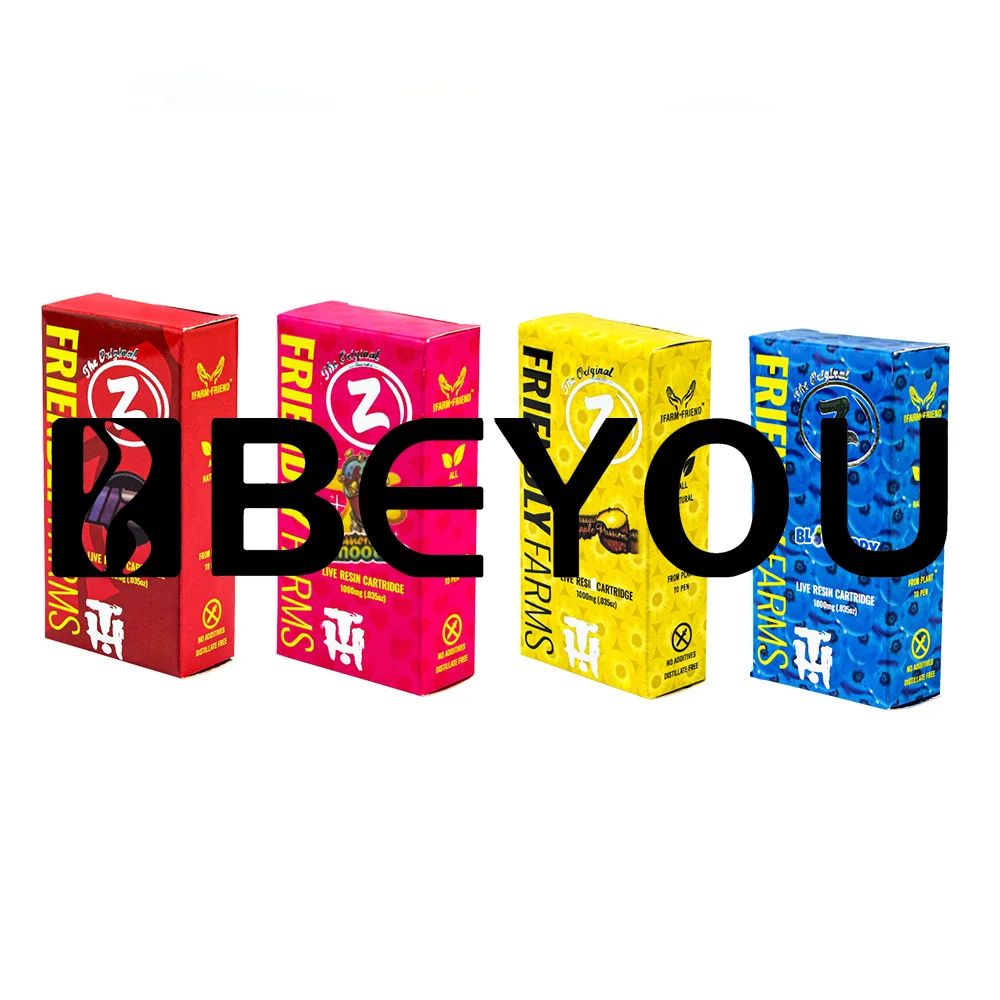 Empty Cart Storage Friendly Farms Paper Box 1ml Plastic Pop Top White Tube Tank Foldable Display Packaging Customize Logo Case