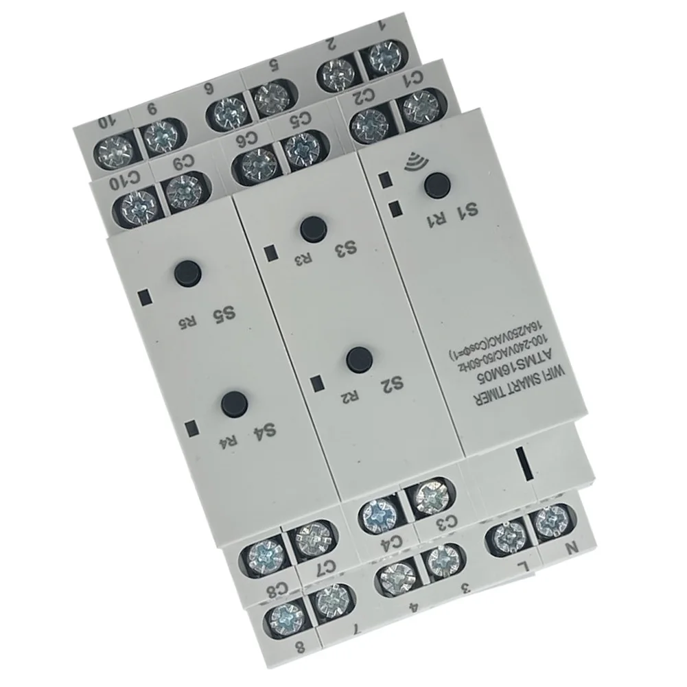 5-Channel for Smart Timer Switch ATMS16M05 for Tuya WIFI 2.4GHz with External Switch Support and 30 Daily On Off Programs
