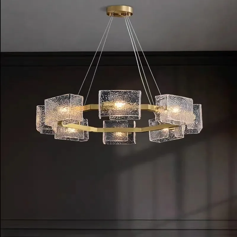 Modern Led Corrugated Crystal Ceiling Chandeliers Luxury Pendant Light For Living Room Restaurant Hanging Lamp Home Decor Luster