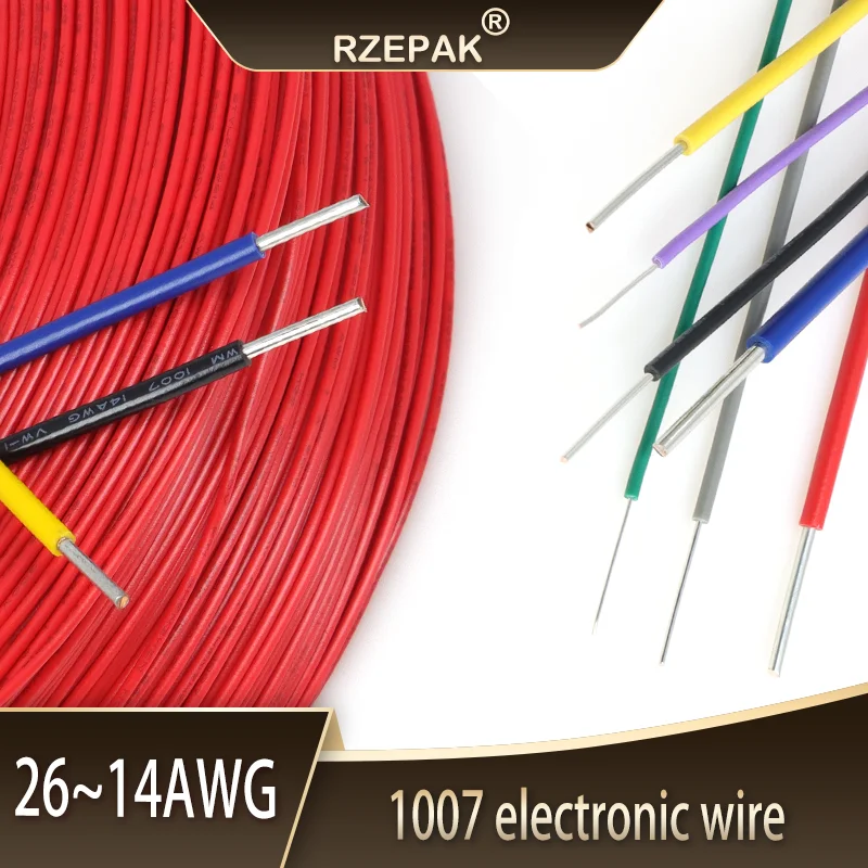 

2~50M Single Core Copper Wire 26 24 22 20 18 16 14 AWG PVC Insulation Solid Tinned Plating LED Line DIY Equipment Electric Cable