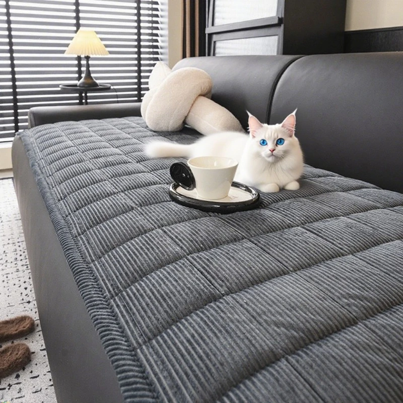 Classic Plaid Pattern Sofa Cover Thicken Plush Autumn Winter Couch Cushion for Pet Kids Non-slip Sofa Seat Cover Home Decor