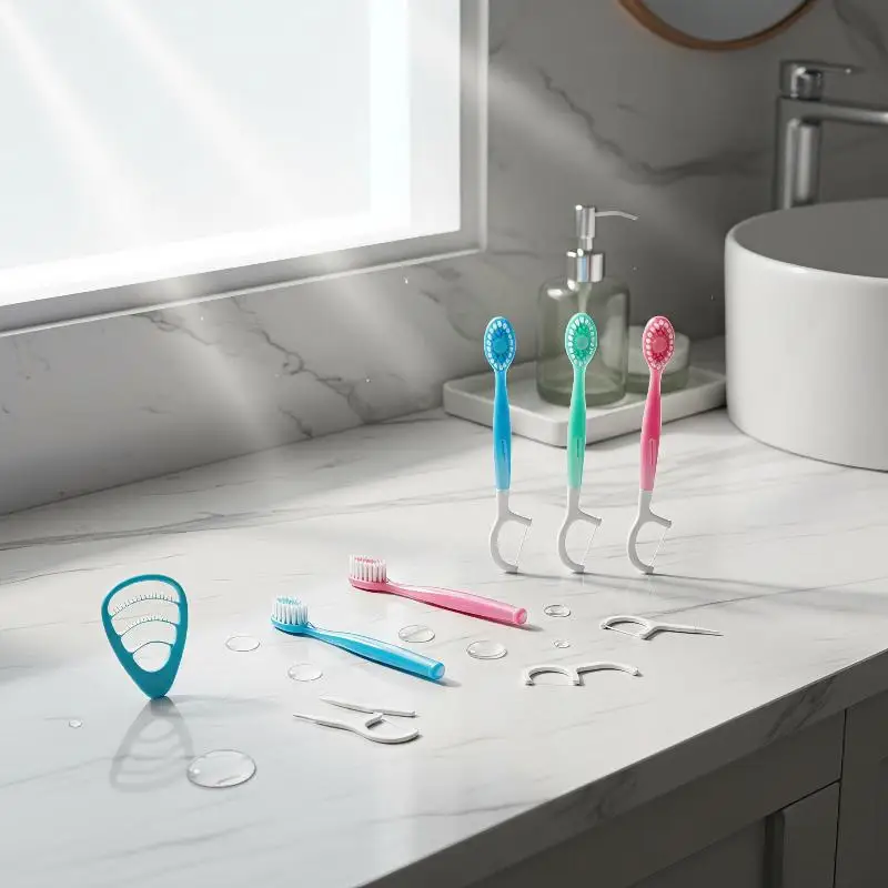 12Pcs Disposable Toothbrush Exploded Beads Cleaning Toothbrush Portable Travel Tooth Brush With Dental Floss Tongue Scraper
