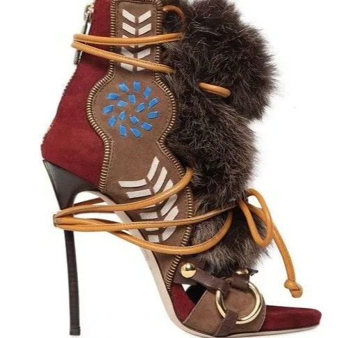 

New Fashion Belt Buckle Ankle Boots Women Sweet Fashion Boots Lace Up High Heeled Shoes Ladies Nifty Party Big Size Boots