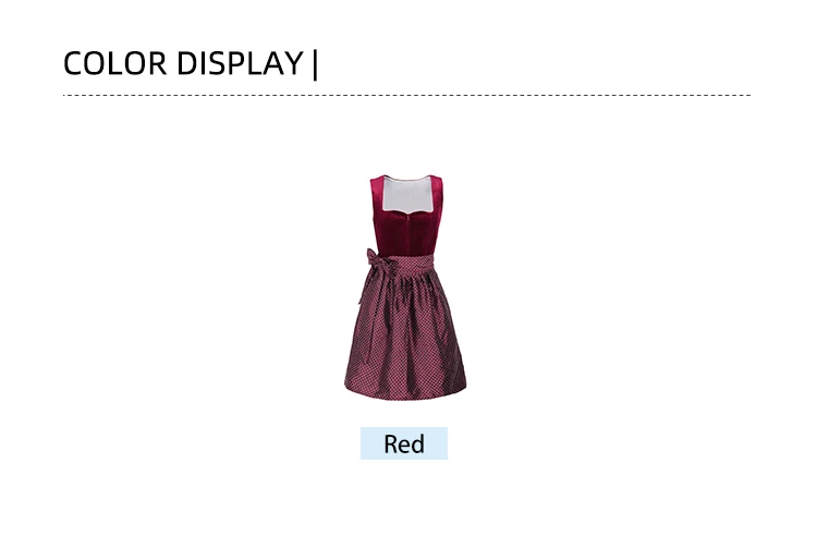 Oktober-Bierfest-Set für Damen: Burgunderrotes deutsches bayerisches Samt-Dirndl-Kleid, perfekt für Karneval, Freizeitkleidung und den Herbst. – Detail 2