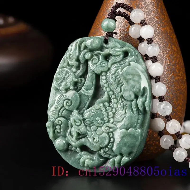 Imagem -04 - Pingente Birmanês de Jade Pixiu para Homens e Mulheres Presentes Esmeralda Naturais Talismãs Joias Amuletos Verdes Colar Fashion