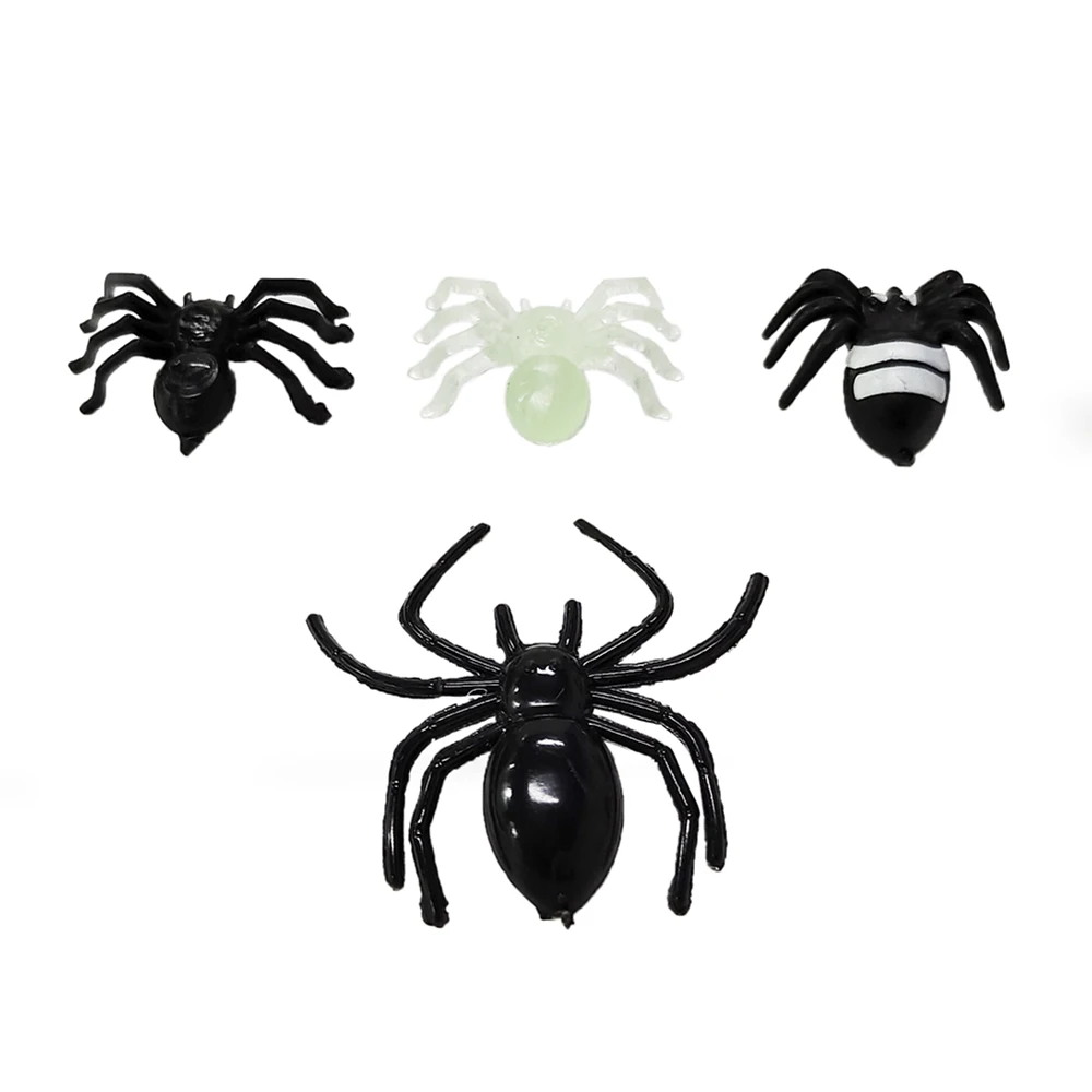 50pcs Halloween Spiders Decorations Small Black Luminous Fake Spiders Haunted House Spider Decoration Simulation Tricky Toy