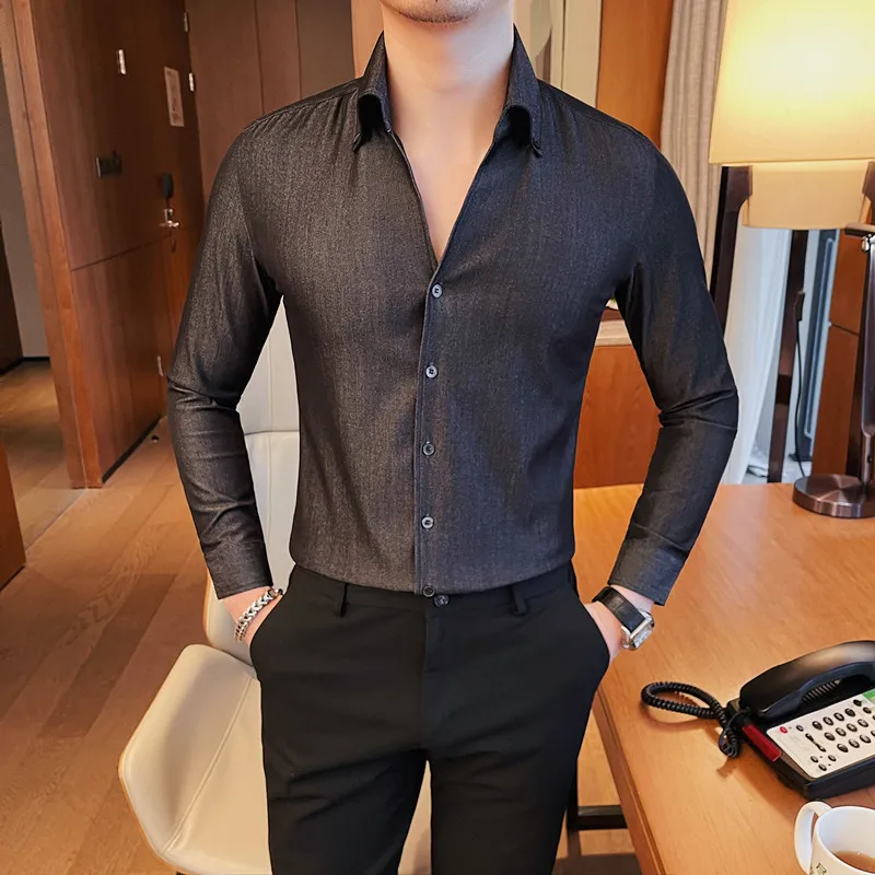 2023 British Style Men Spring High Quality Business Shirts/Male Slim Fit Casual Long-sleeved Shirts Camisas De Hombre S-4XL