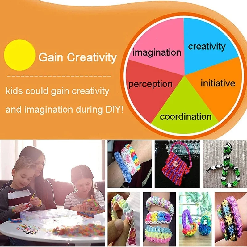カラフルな輪ゴムセット DIY ゴムバンドキット DIY ブレスレット ネックレス用