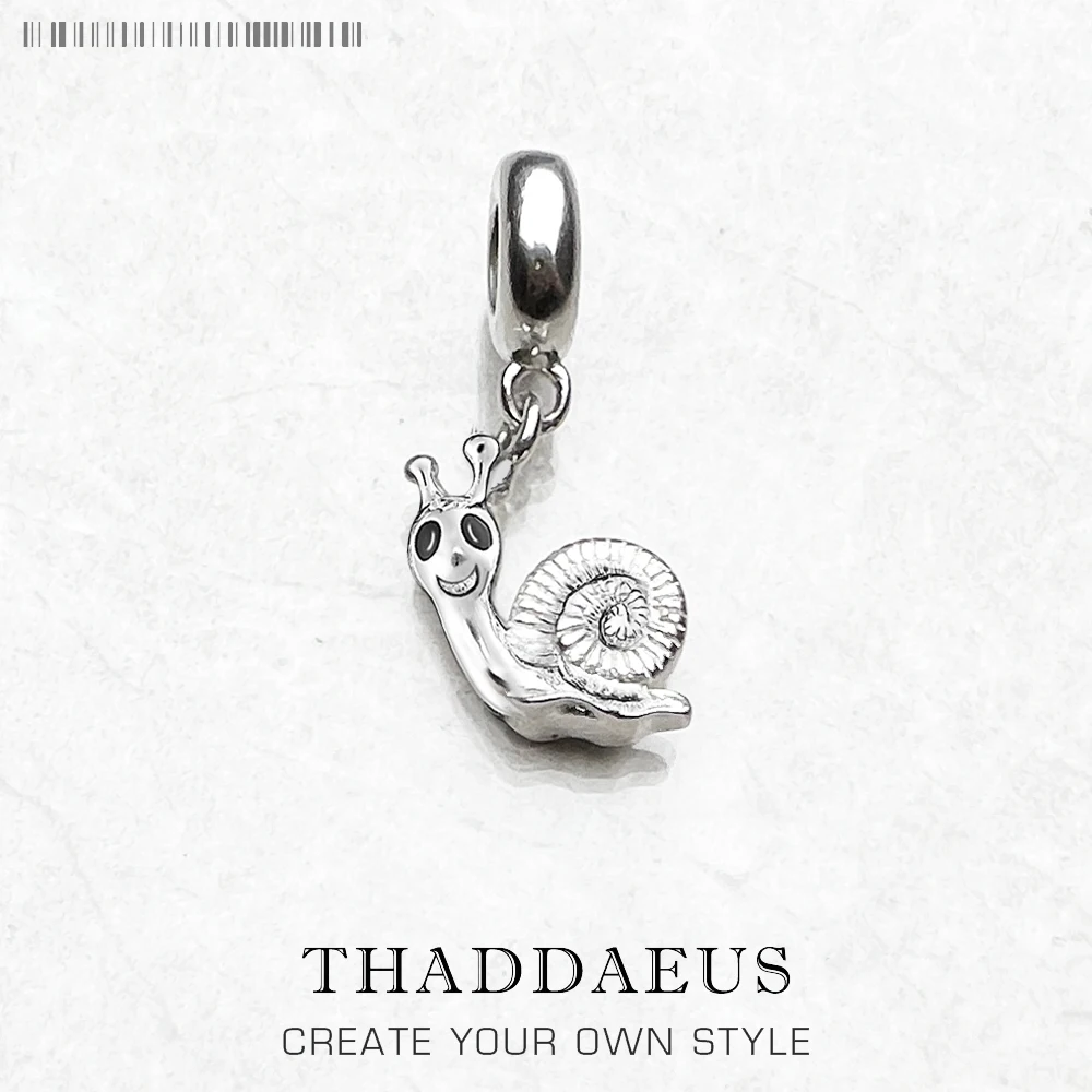 Snail Dangle Charm Lucky Pendant Women Men Summer 925 Sterling Silver Fine Jewelry Cute Gift