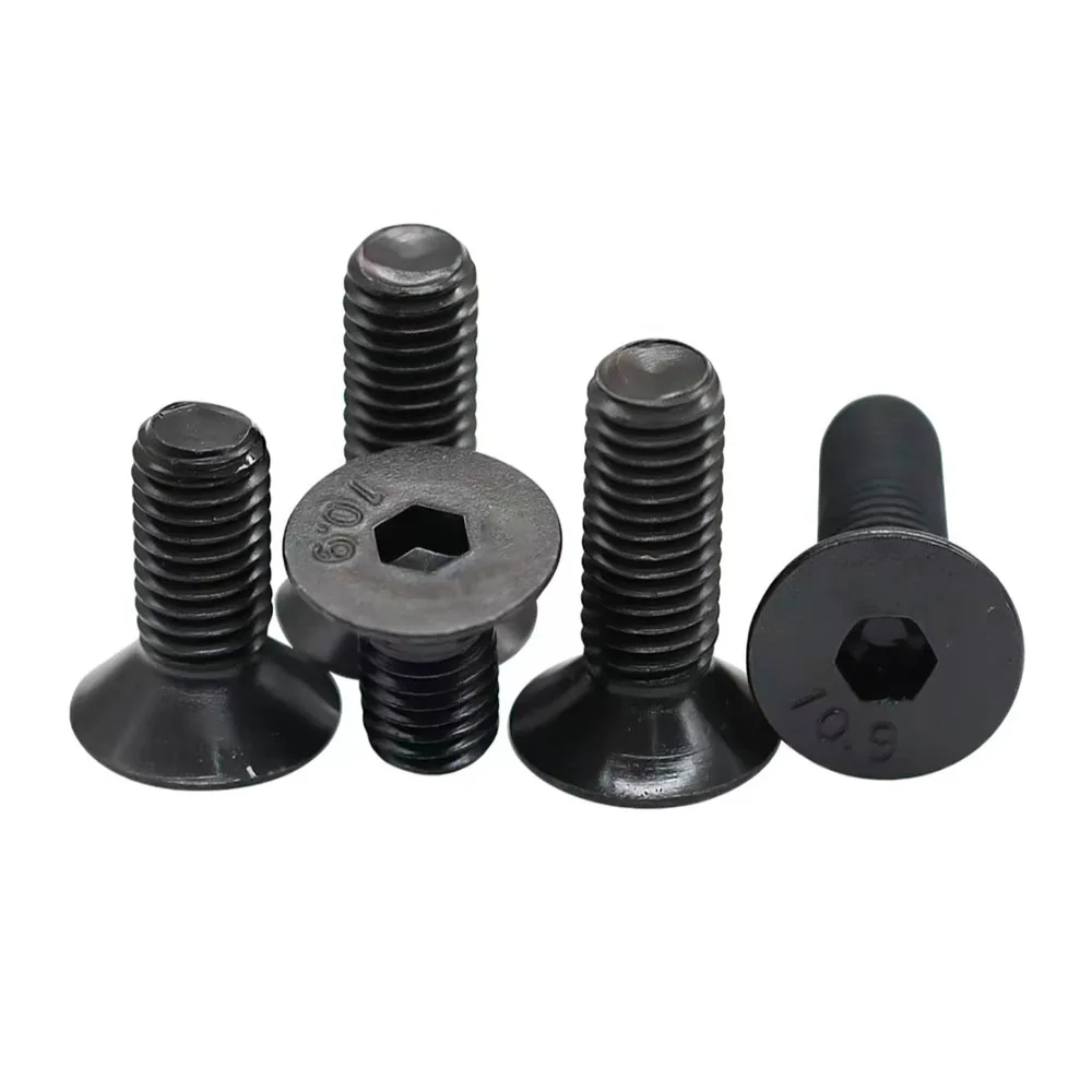 10pcs UNC NUF 4#-40 6#-32 8#-32 10#-32 US Standard Grade 10.9  Black Steel Hex Hexagon Socket Flat Countersunk Head Bolt Screw