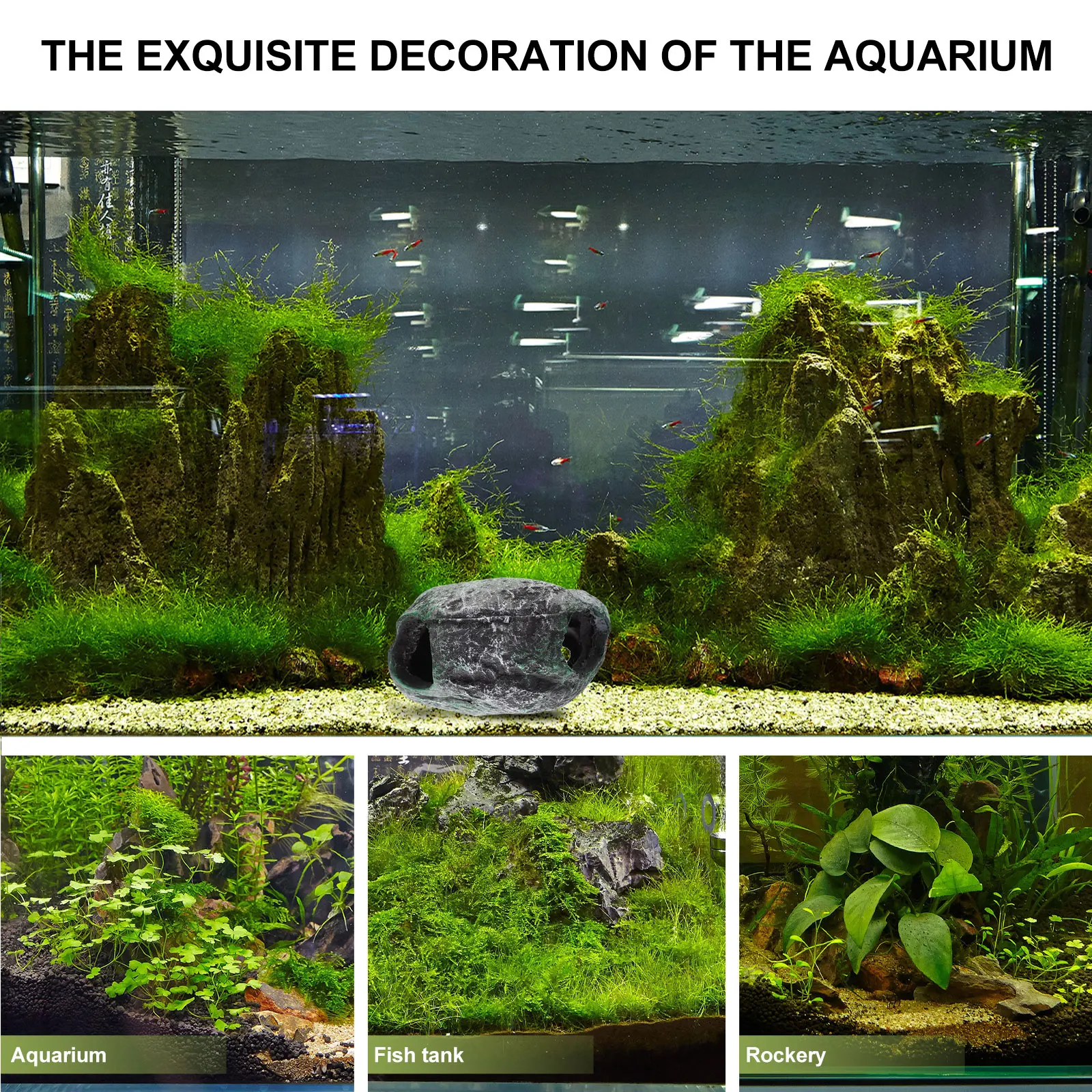 

Resin L scaping Stone Cave 3 Holes Small Fish Hide Fish Tank Accessories Aquarium nament Housewarming Pet Supplies Decor