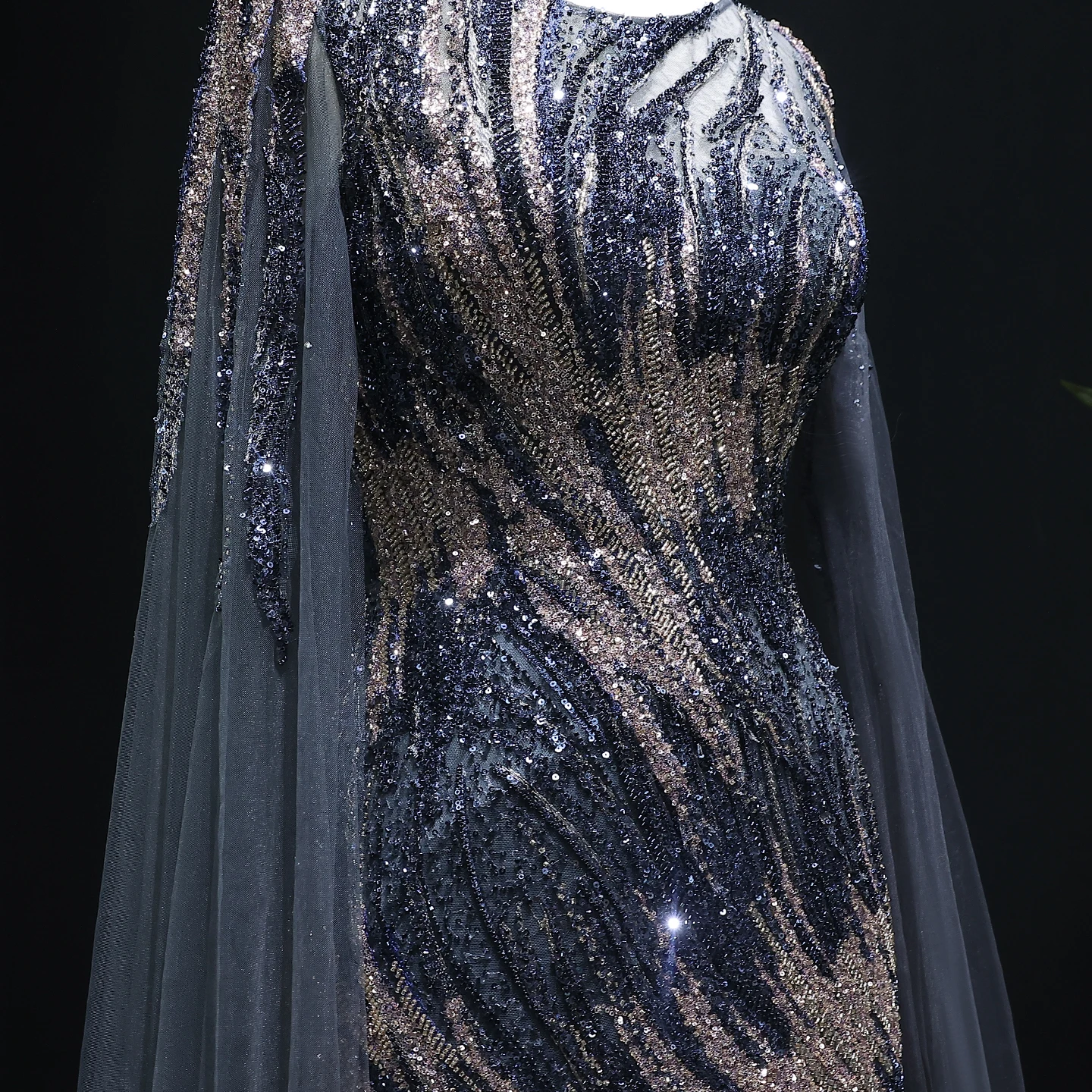 Sharon Said Dubai Women Elegant Purple Luxury Arabic Evening Dress with Cape Sleeves Wedding Party Gown SS051 Customized image 4