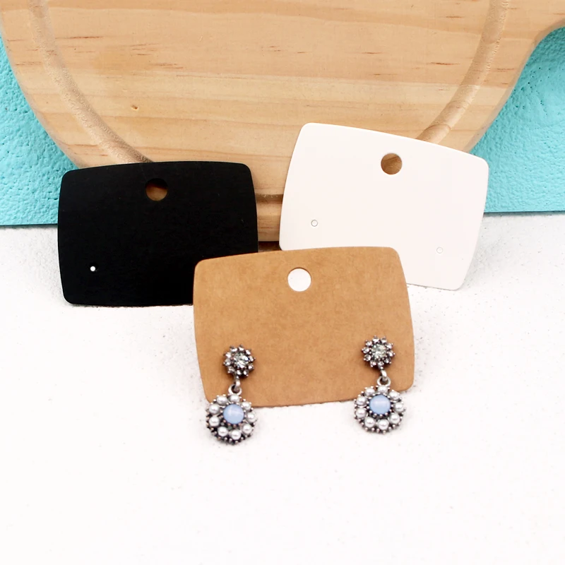 Custom Black White Brown Earring Display Cards Jewelry Accessories Packaging Paper Holder Ring Pendant Label 50pcs/lot Wholesale