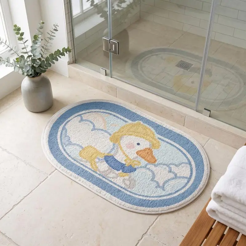 tapete-de-banho-oval-vikama-com-desenho-de-pato-amarelo-fofo-macio-antiderrapante-e-absorvente-de-Agua-para-criancas-decoracao-para-o-lar