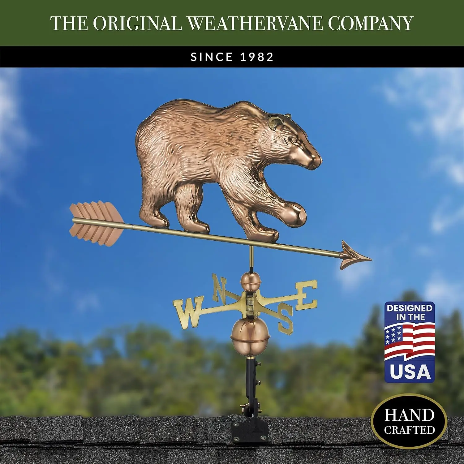 Copper Bear Arrow Weathervane