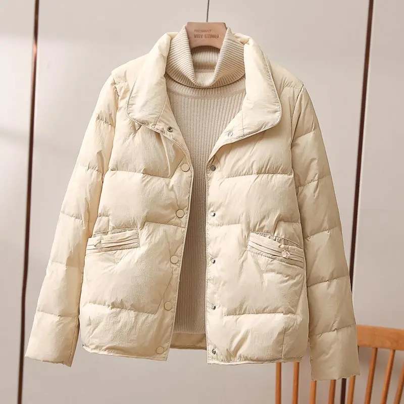 High-end Slim Coat Autumn and Winter Collar Down Cotton-padded Jacket Casual Women Short Fashion