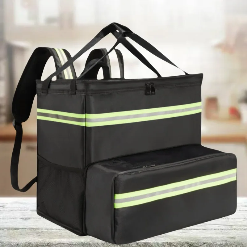 Large Capacity Thick Insulated Pizza Delivery Backpack, Portable Oxford Fabric Food Carrier Bag  deliverybag