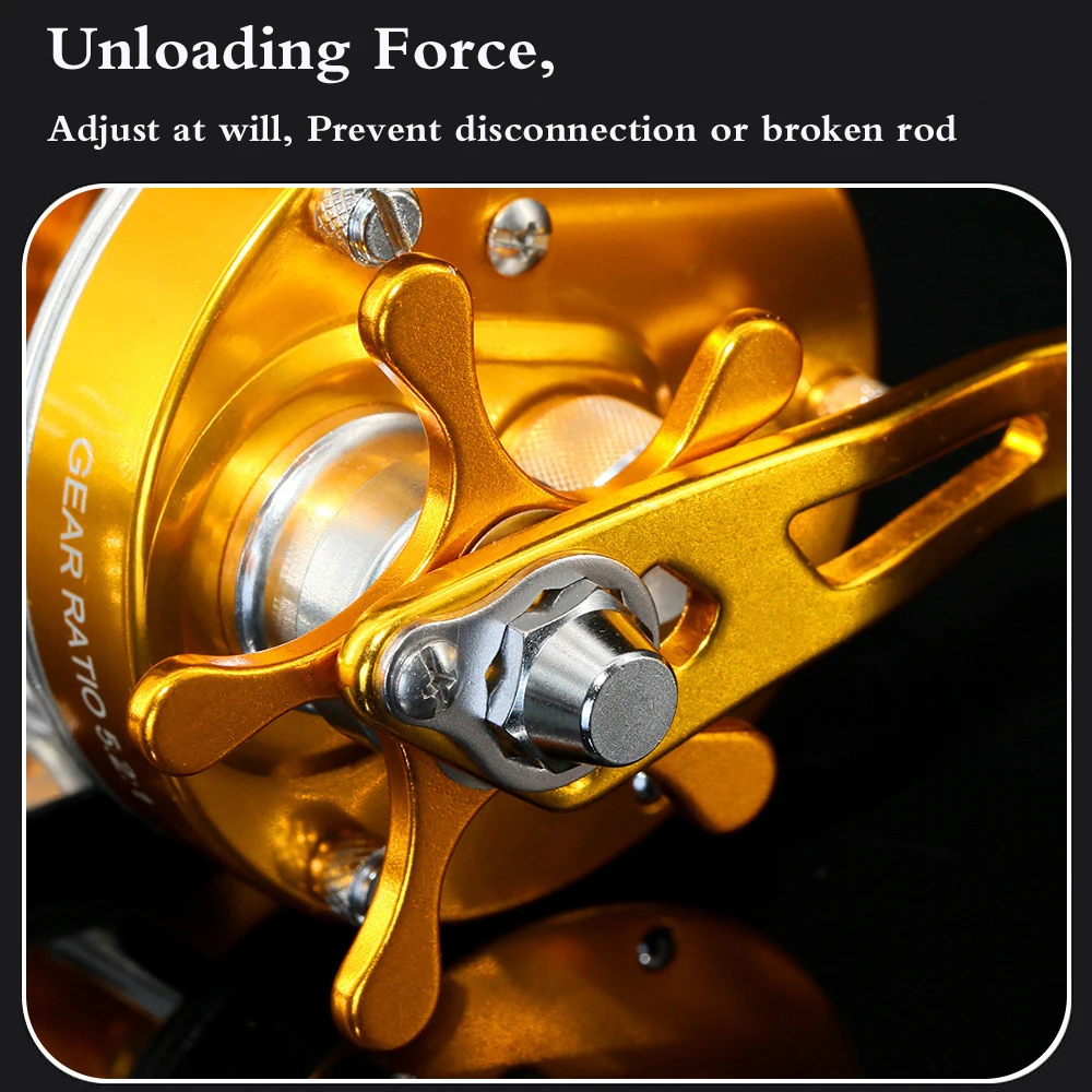 Vollmetall-Trolling-Angelrollen mit Doppelbremssystem 2+1BB für Jigging, Meeres- und Karpfenangeln, Baitcasting-Rolle mit Griff für Salzwasser – Detail 8