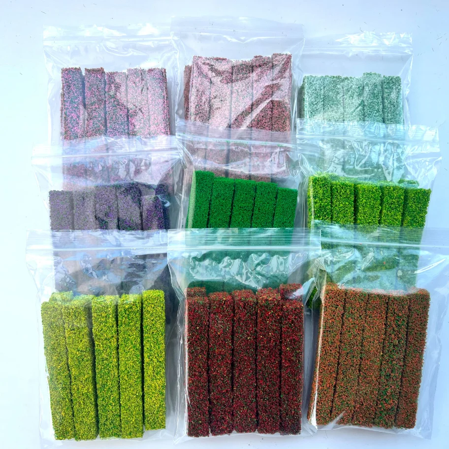 Tiras de arbustos en miniatura, mechones de hierba estática, arbustos estáticos, racimos de flores coloridos en miniatura para modelos DIY