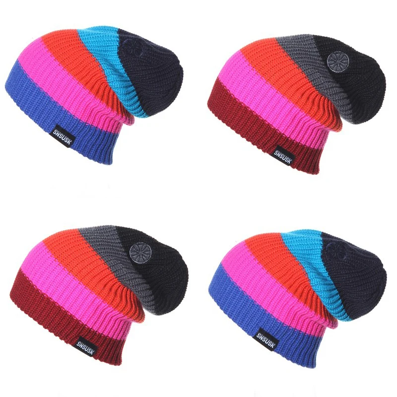 Men Women Skiing Warm Winter Hats Knitting Skating Skull Caps For Woman Turtleneck  Beanies Hat Snowboard Ski Cap