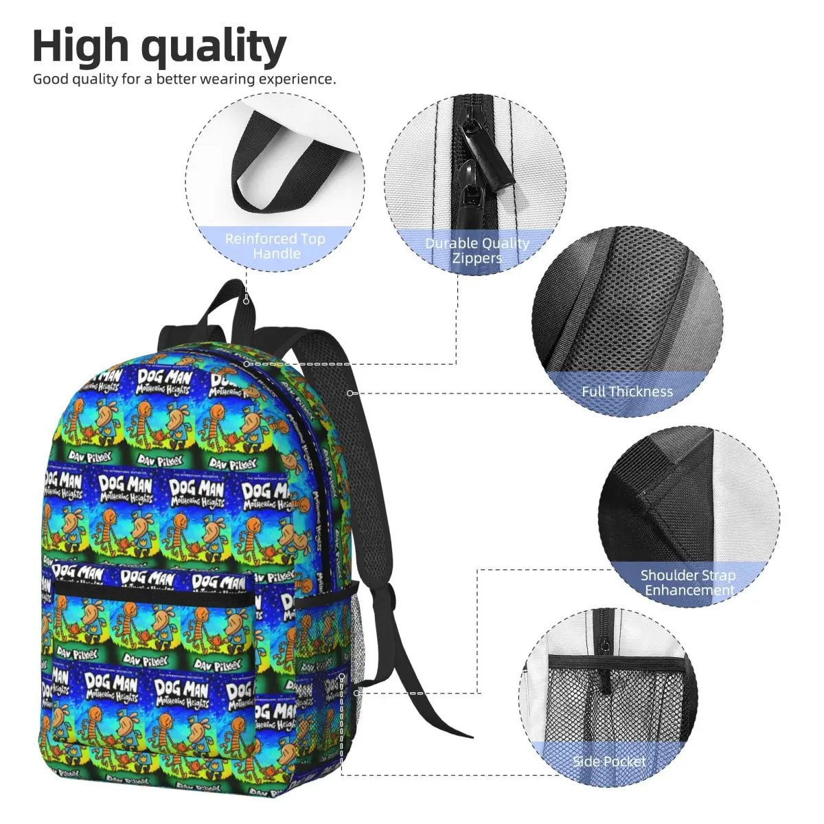 Dog Man Dogman Movie 2025 Comic Backpack Boys Girls BookBag Kids School Bag Computer Shoulder Bags for Men Women
